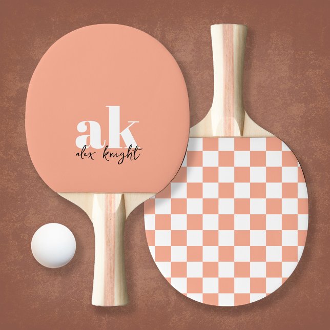 Retro Namnteckning Monogram kontrollerat Pingisracket (Skapare uppladdad)