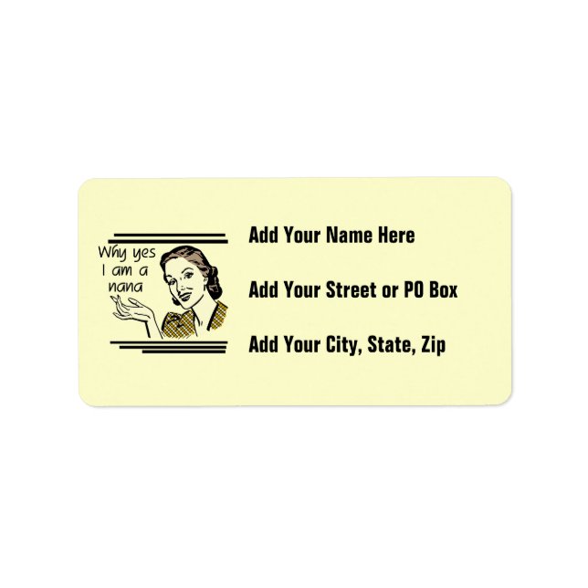 Retro Nana T-tröja och gåvor Adressetikett (Framsidan)