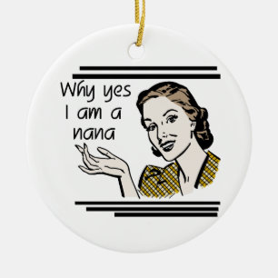 Retro Nana T-tröja och gåvor Julgransprydnad Keramik