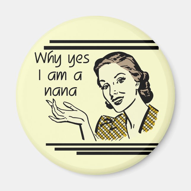 Retro Nana T-tröja och gåvor Magnet (Framsidan)