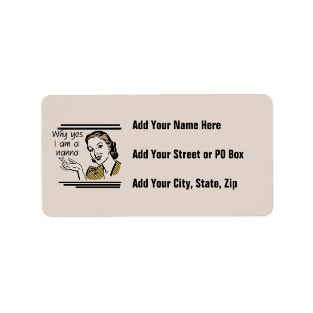 Retro Nanna T-tröja och gåvor Adressetikett (Framsidan)