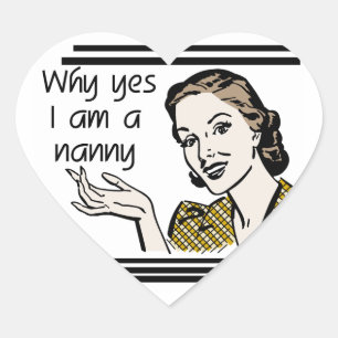 Retro Nanny T-shirts och Gifts Hjärtformat Klistermärke