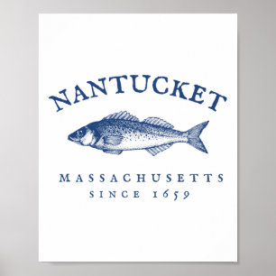 Retro Nantucket Massachusetts Fiske Poster