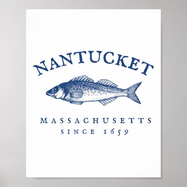Retro Nantucket Massachusetts Fiske  Poster (Framsidan)