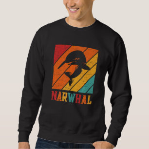 Retro Narval Enhörning Sjöfisk Regnbåge Barn Pojke Lång Ärmad Tröja