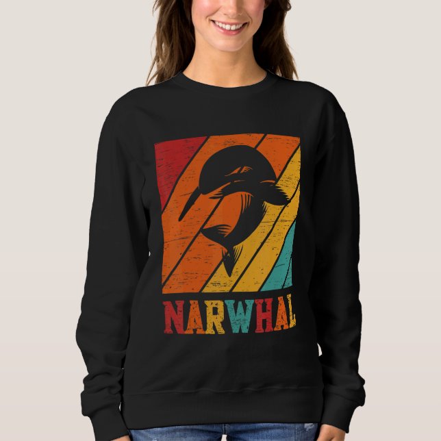 Retro Narwhal Unicorn Sea Fish Rainbow Kids Boy Gi T Shirt (Framsida)