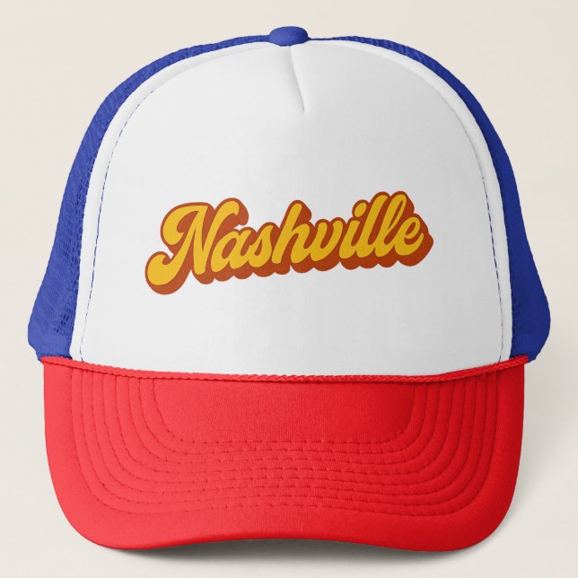 Retro Nashville-skriptdesign - Vintage Solnedgång Keps (Framsida)