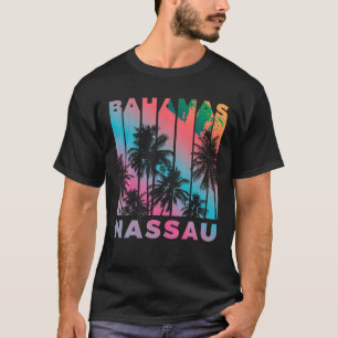 Retro Nassau Bahamas Beach Fläkt Handflatan Träd C T Shirt