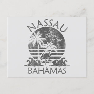 Retro Nassau Bahamas Postcard Vacation Cruise Vykort
