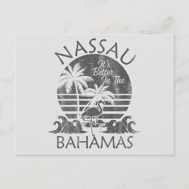 Retro Nassau Bahamas Postcard Vacation Cruise Vykort (Framsida)