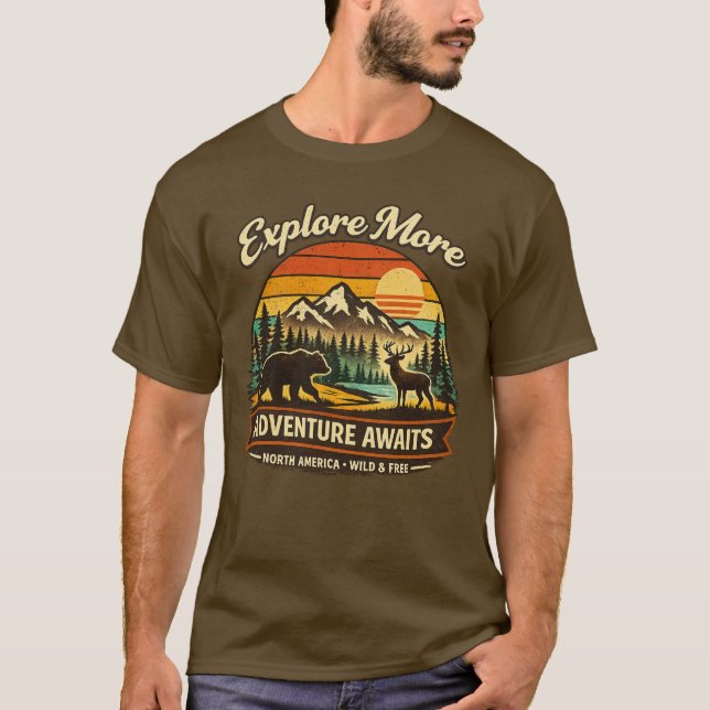Retro Nationalparker T-Shirt – Utforska Fler Ävent (Framsida)