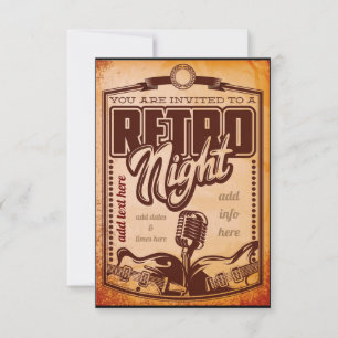Retro Natt Inbjudan Faltkort