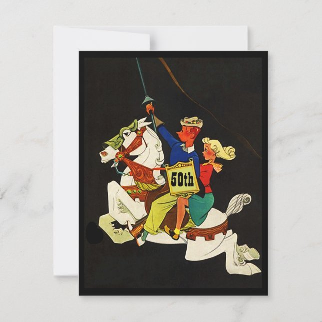 Retro natt på inbjudan för vitkarusellhäst (Framsida)