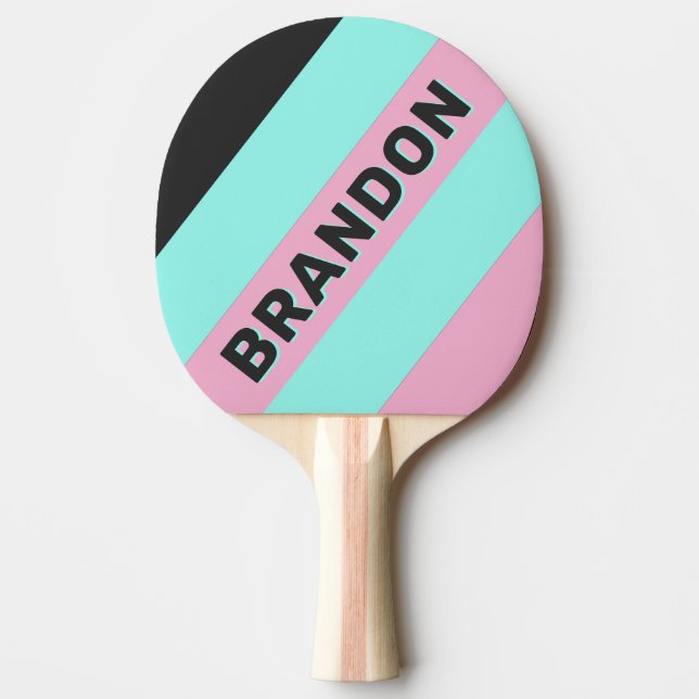 Retro Natt Prism Bold Ränder med Namn Pingisracket (Framsidan)