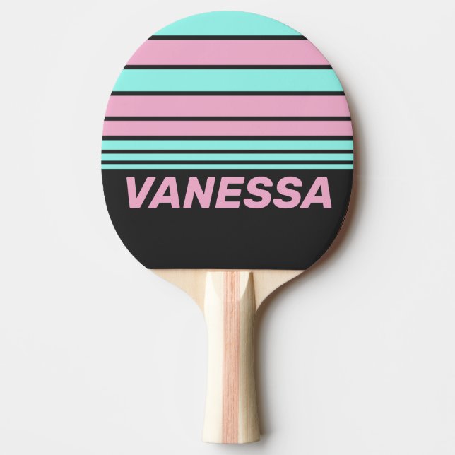 Retro Natt Prism Horisont Randig med Namn Pingisracket (Framsidan)