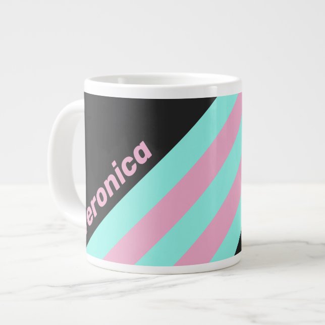 Retro Natt Prismaränder med Namn Jumbo Mugg (Framsida vänster)