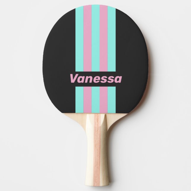 Retro Natt Prismastickade Ränder med Namn Pingisracket (Framsidan)