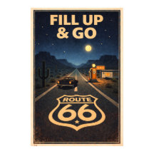 Retro nattlig väg Route 66 Vintage konst