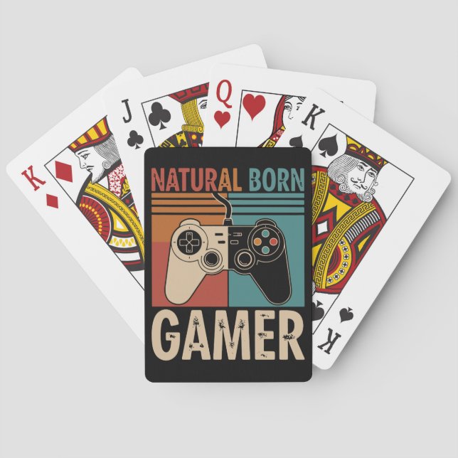 Retro Natural Born Gamer Funny Casinokort (Baksidan)