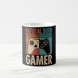 Retro Natural Born Gamer Funny Kaffemugg