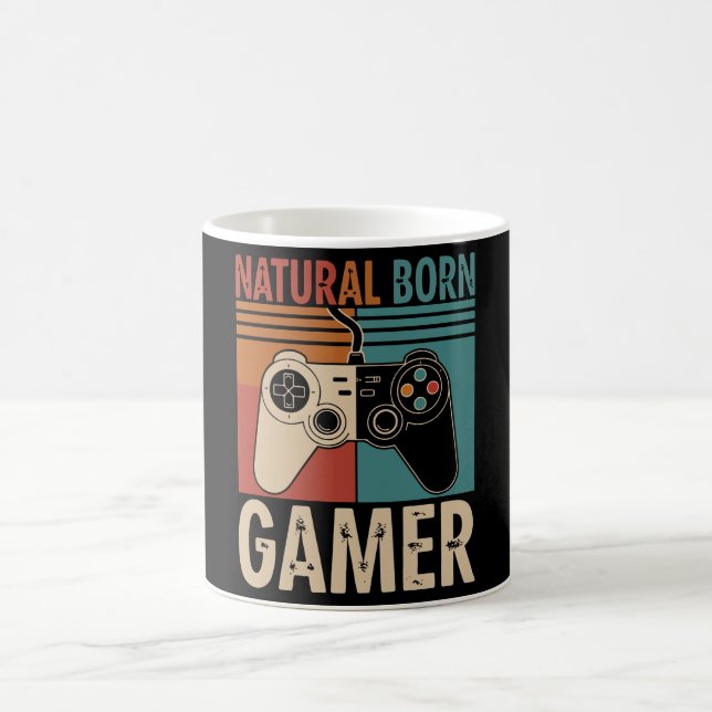 Retro Natural Born Gamer Funny Kaffemugg (Center)