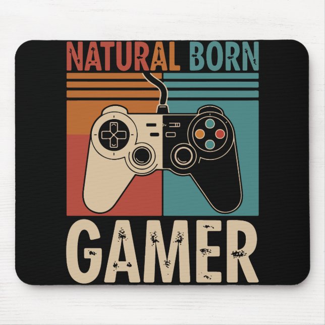 Retro Natural Born Gamer Funny Musmatta (Framsidan)