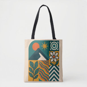 Retro Nature Abstrakt Art Modern Geometric Blommig Tygkasse