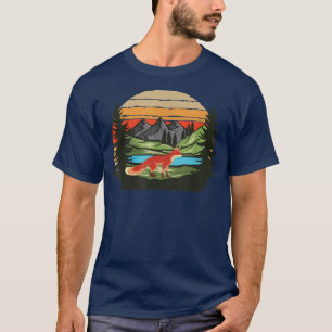 Retro Nature Forest Träd Mountains Wildlife Anima T Shirt