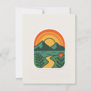 Retro Nature Sunset - Vintage Mountain Vykort