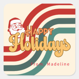 Retro naughty Jultomten Fyrkantigt Klistermärke