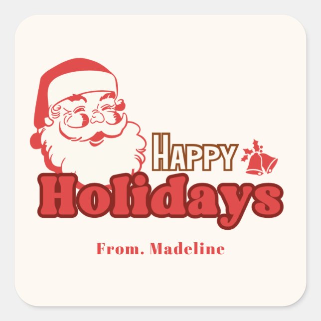 Retro naughty Jultomten Fyrkantigt Klistermärke (Framsida)