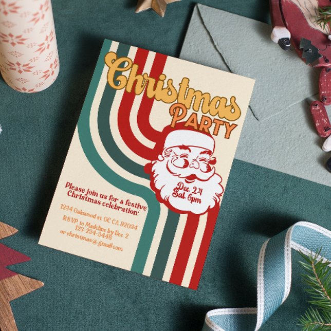 Retro naughty Jultomten Inbjudningar (Skapare uppladdad)
