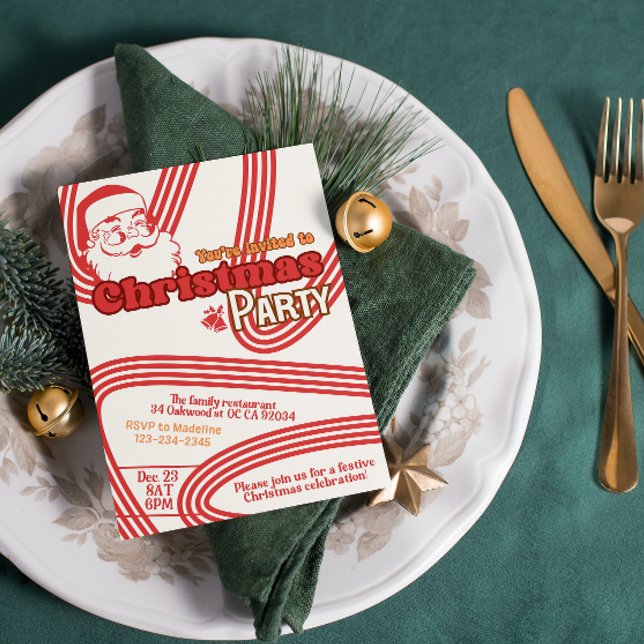 Retro naughty Jultomten Inbjudningar (Skapare uppladdad)