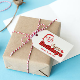 Retro naughty Jultomten Presentetikett