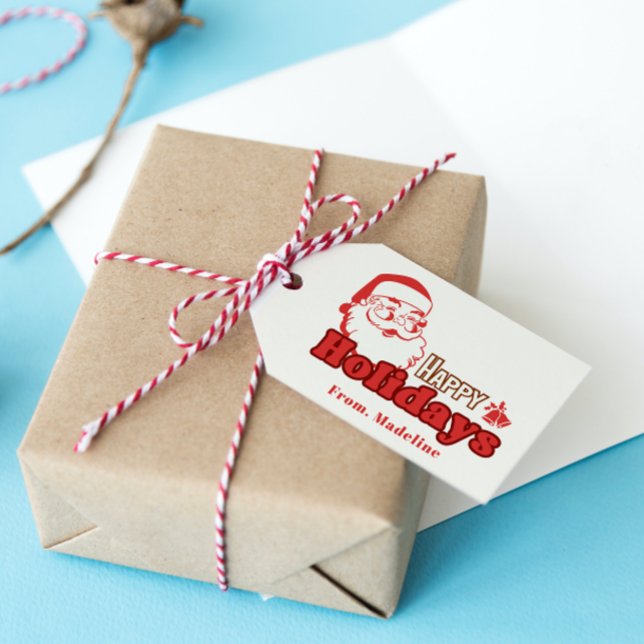 Retro naughty Jultomten Presentetikett (Skapare uppladdad)