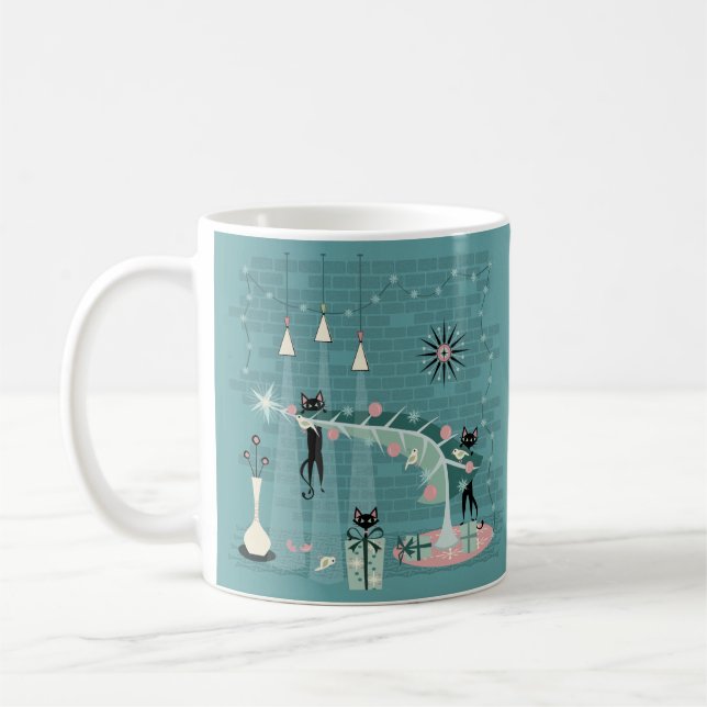Retro Naughty Kattunge jul Kaffemugg (Vänster)