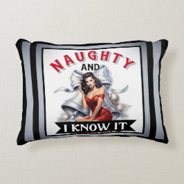 Retro Naughty och jag vet att det är jul-Pinupet Prydnadskudde