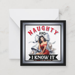 Retro Naughty och jag vet det Jul Pinup Anteckningskort
