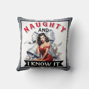 Retro Naughty och jag vet det Jul Pinup Kudde