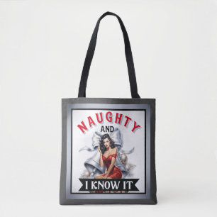 Retro Naughty och jag vet det jul Pinup Tygkasse