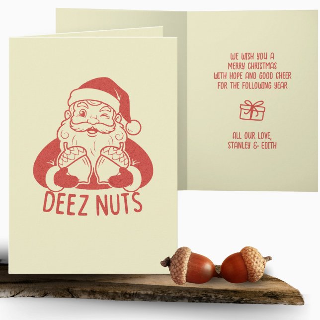Retro Naughty Santa Deez Nöt Funny jul Kort (Skapare uppladdad)