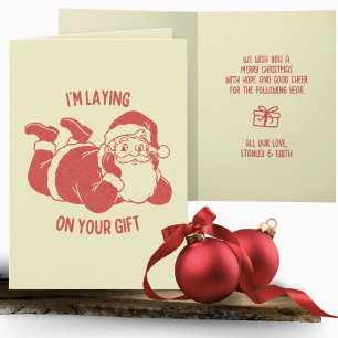 Retro Naughty Santa Funny Rude jul Kort