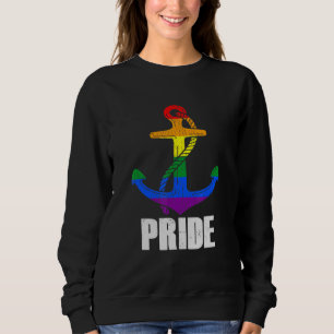 Retro Nautical Anchor Rainbow Lgbt Pride Gay Sailo T Shirt