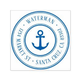 Retro Nautical Anchor Round Returadress Självfärgande Stämpel