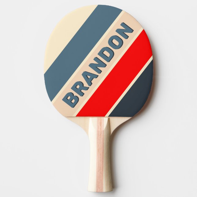 Retro Nautical Rainbow fet stripe med Namn Pingisracket (Framsidan)