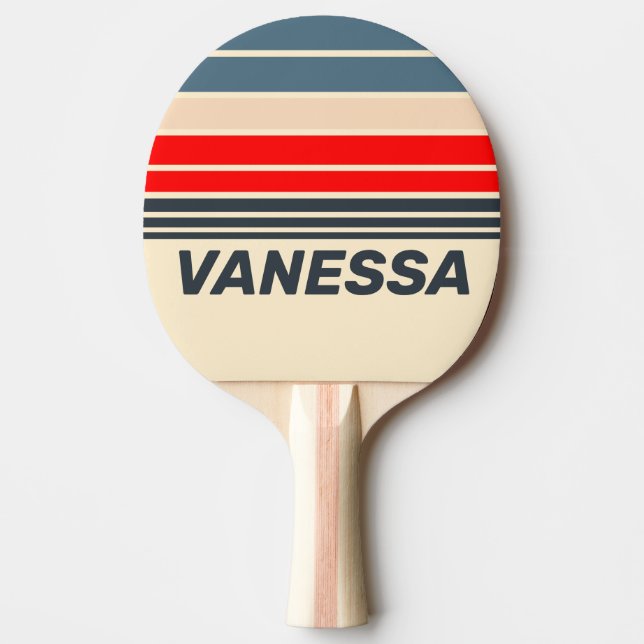 Retro Nautilus Regnbåge Horisont Randig med Namn Pingisracket (Framsidan)