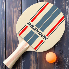 Retro Nautilus Regnbågsbrädestreck med namn Pingisracket