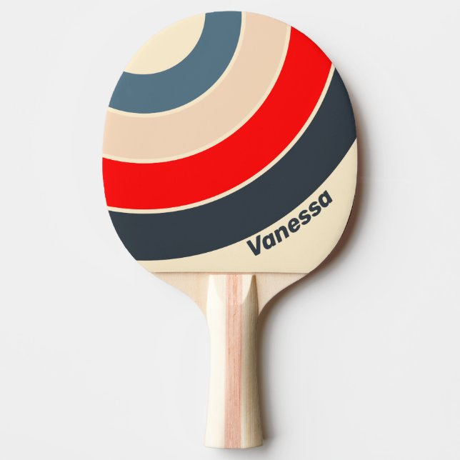 Retro Nautilus Regnbågscirkeln Randig med namn Pingisracket (Framsidan)
