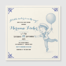 Retro nautisk pojke baby shower inbjudan