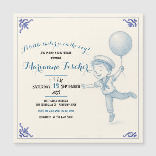 Retro nautisk pojke baby shower inbjudan